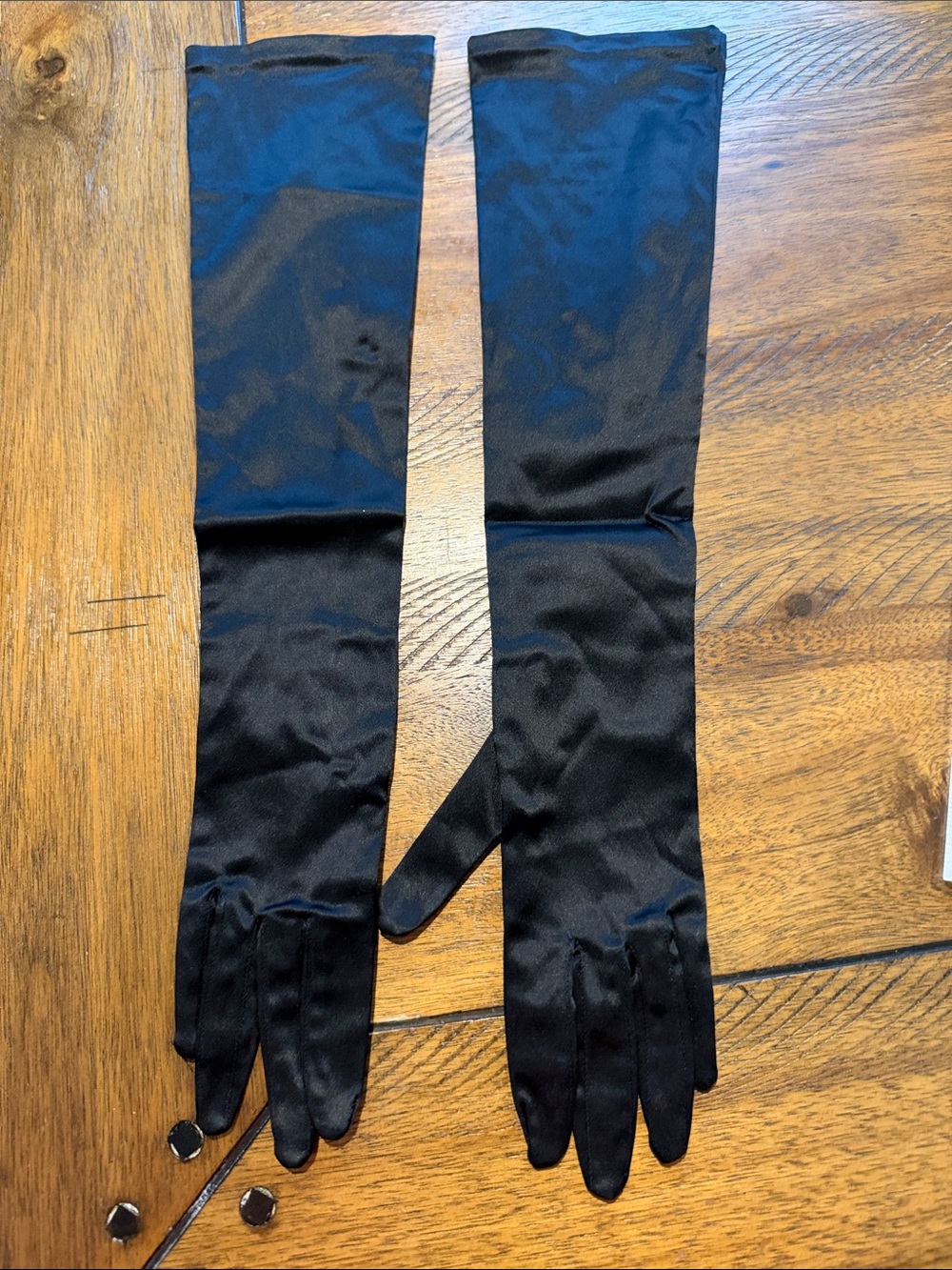Black Satin Long Gloves - Women Jeans Accessory